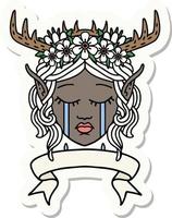 elf druid character face with banner sticker vector