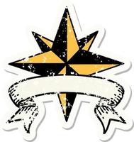 grunge sticker with banner of a star vector