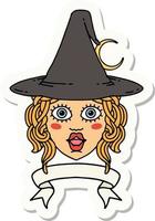 human witch character with banner sticker vector
