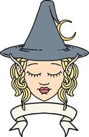 elf mage character face with banner illustration vector