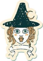 human witch character with banner illustration vector