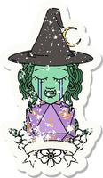 crying half orc witch character with natural one roll illustration vector