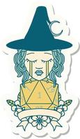 crying human witch with natural one roll sticker vector