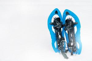 Blue snowshoes in fresh show photo