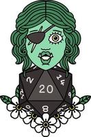 half orc rogue with natural twenty dice roll illustration vector
