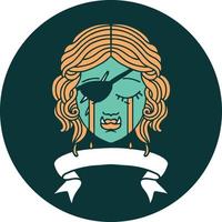 crying orc rogue character face icon vector