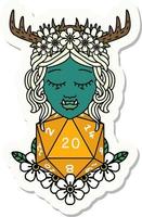 half orc druid with natural twenty dice roll sticker vector