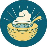 icon of tattoo style bowl of soup vector