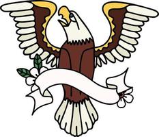 tattoo with banner of an american eagle vector