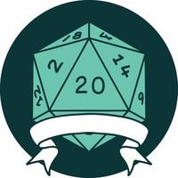 natural 20 golpe crítico d20 icono de tirada de dados vector