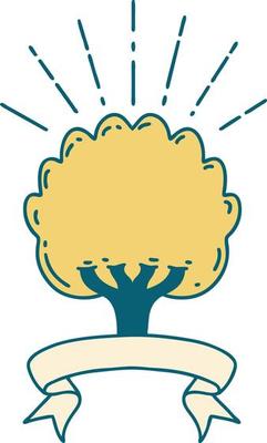 banner with tattoo style tree