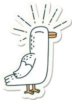 sticker of tattoo style seagull bird vector