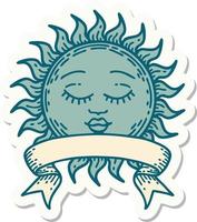 tattoo sticker with banner of a sun vector