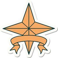 tattoo sticker with banner of a star vector