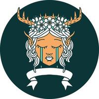 elf druid character face with banner icon vector