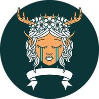 elf druid character face with banner icon vector