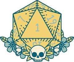 natural one dice roll with floral elements illustration vector