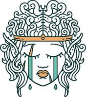 crying elf barbarian character face illustration vector