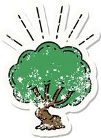 grunge sticker of tattoo style tree vector