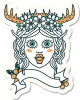 elf druid character face sticker vector