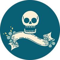 icono con pancarta de una calavera vector