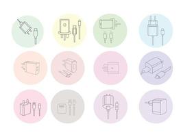 iconos vectoriales de educación establecidos para Internet y educación en línea, recursos de aprendizaje electrónico, cursos en línea distantes, colegios, academias, universidades y escuelas. estilo minimalista de arte lineal. de color negro. vector