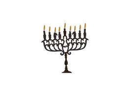 icono negro de la menorá de hanukkah aislado en fondo amarillo. icono de la religión. símbolo tradicional de hanukkah. religión festiva, fiesta judía de las luces. estilo de sombra larga. vector. vector