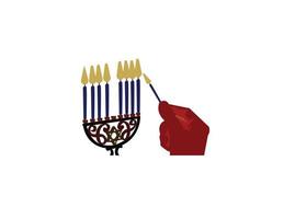 icono negro de la menorá de hanukkah aislado en fondo amarillo. icono de la religión. símbolo tradicional de hanukkah. religión festiva, fiesta judía de las luces. estilo de sombra larga. vector. vector