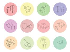 iconos vectoriales de educación establecidos para Internet y educación en línea, recursos de aprendizaje electrónico, cursos en línea distantes, colegios, academias, universidades y escuelas. estilo minimalista de arte lineal. de color negro. vector