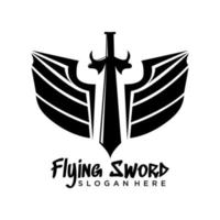 Flying sword logo. sword with wings design concept vector