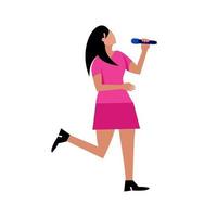 vector illustration of female singer singing with passion