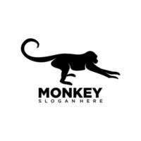 Jumping monkey logo. black monkey silhouette vector