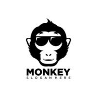 genial logo de mono con gafas. vector de cabeza de mono