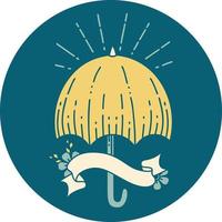 icon of tattoo style open umbrella vector