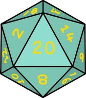 natural 20 D20 dice roll illustration vector
