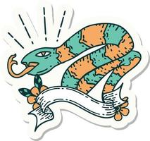 sticker of tattoo style hissing snake vector