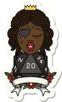 human rogue with natural 20 dice roll sticker vector