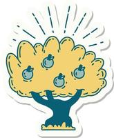 sticker of tattoo style apple tree vector