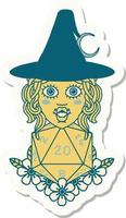 half orc witch with natural twenty dice roll sticker vector