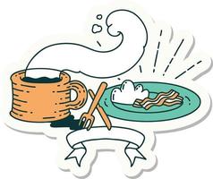 sticker of tattoo style breakfast and coffee vector