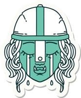 crying orc fighter character face sticker vector