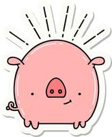 sticker of tattoo style pig character vector