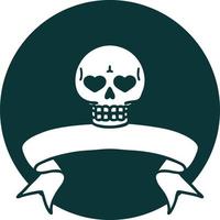 icono con pancarta de una calavera vector