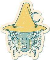 crying elf mage character face illustration vector