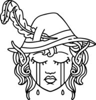 crying elf bard character face illustration vector