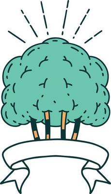 banner with tattoo style tree