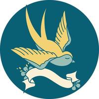 icon with banner of a swallow vector