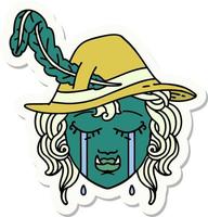 crying orc bard character  sticker vector