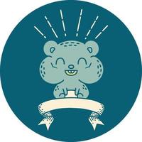 icon of tattoo style happy hamster vector