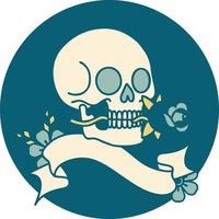icon with banner of a skull vector